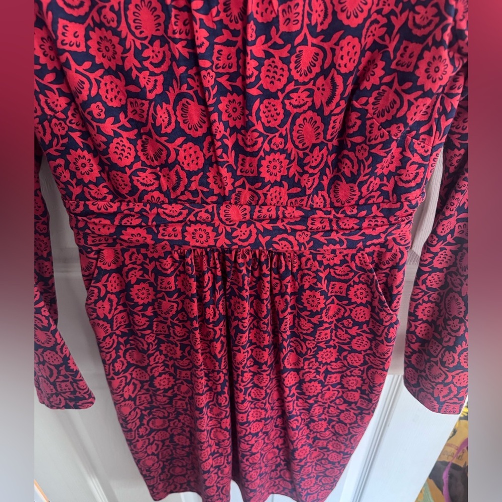 Boden Mabel Floral Dress 6R Long Red Blue - Picture 5 of 12